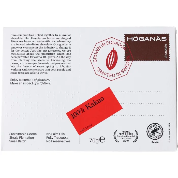 Höganäs Chocolate Mörk Choklad 100% 70g