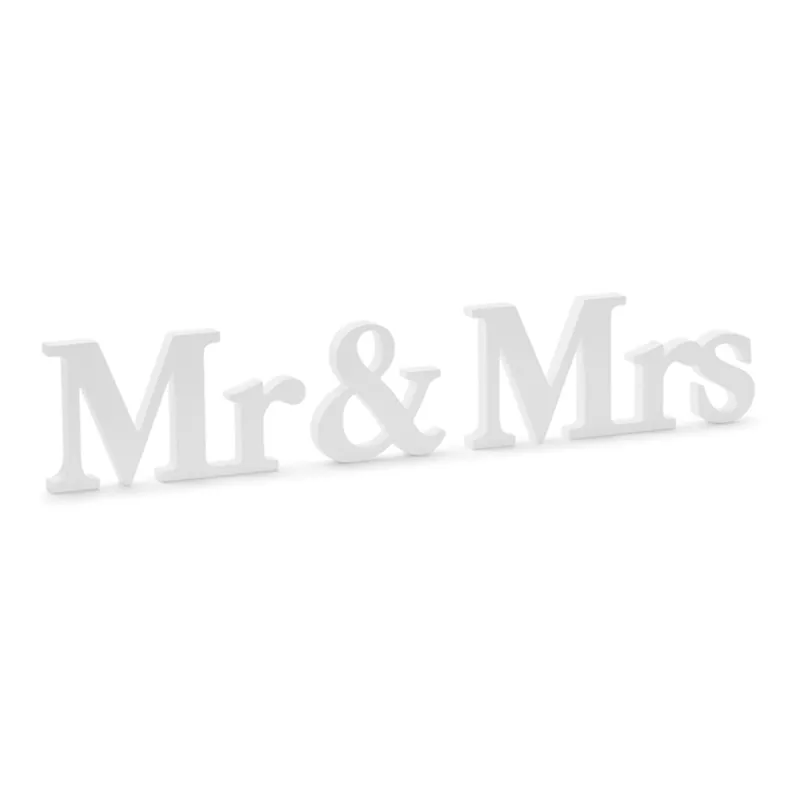 Stående träbokstäver ”Mr & Mrs” | Vita