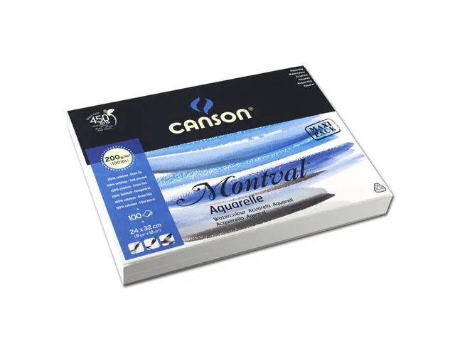 Akvarellblock Kallpressat 24×32 cm 100 ark 200g Canson Montval