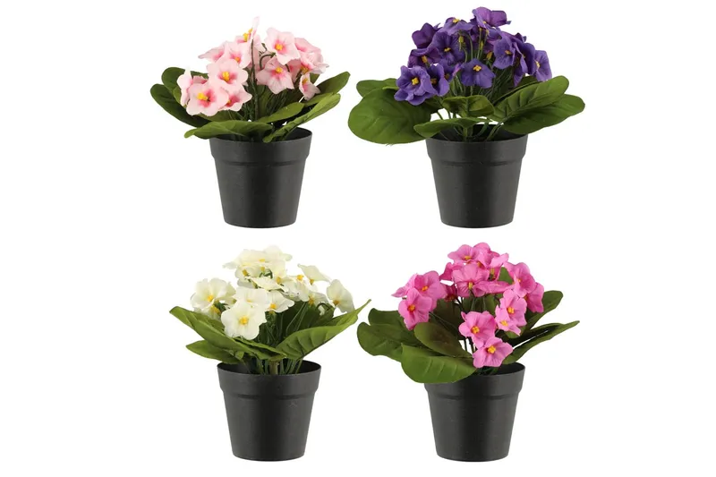 Konstgjord Saintpaulia i kruka 17 cm – Ljusrosa
