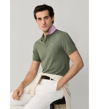 Hackett London för män. HM5600148 Slim Fit Polo grön (S), Bomull, Klassisk, Kort ärm
