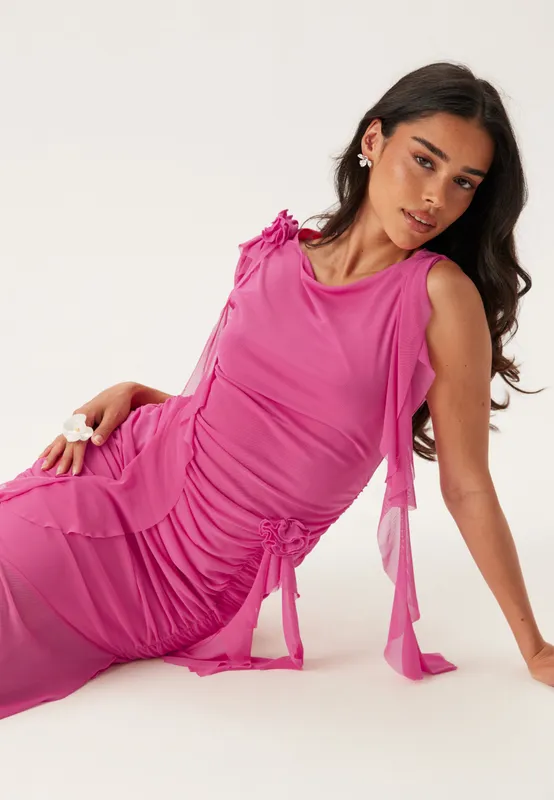 Ruched Frill Ankle Dress (#0923)