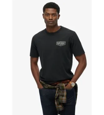 Superdry för män. M1012273A Work Tab Loose T-shirt svart (L), Casual, Bomull, Kort ärm