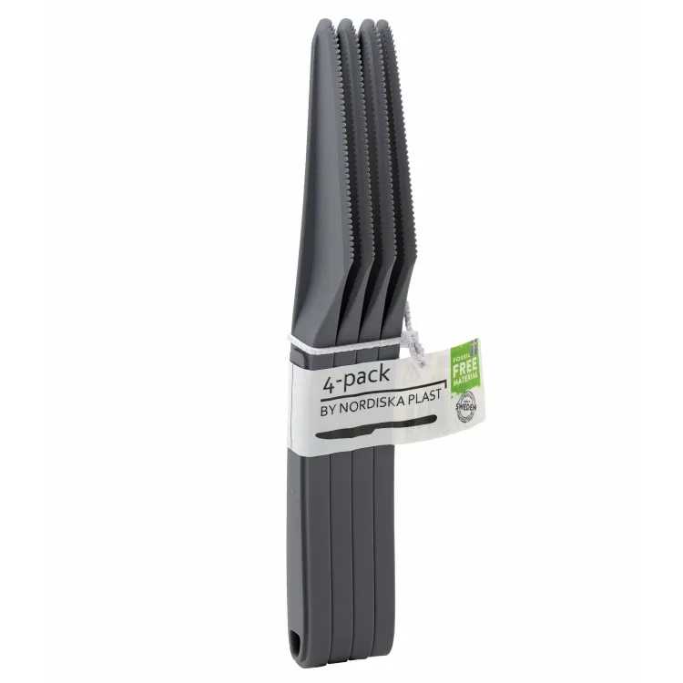 Bestick i ECO-plast, 4-pack Kniv Grå