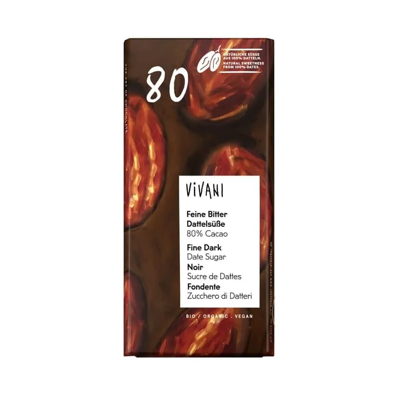 Vivani Mörkchoklad Dadelsocker 80% 80g