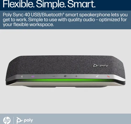 Hp Poly Sync 40+ Microsoft Teams Certified Usb-a Usb-c Speakerphone +bt700 Usb-a Adapter