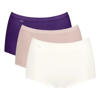 Sloggi Trosor 3P Basic Plus Maxi Colored Ljusblå/Vit bomull 54 Dam