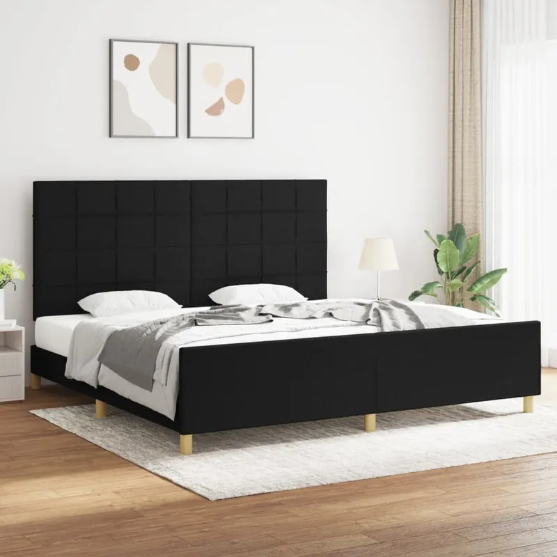 vidaXL Sängram utan madrass svart 200×200 cm tyg (#5877)