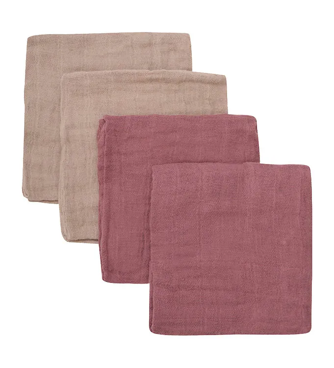 Pippi Baby Muslinfiltar – 4-pack – 65×65 cm – Vissnad Rose/Beige
