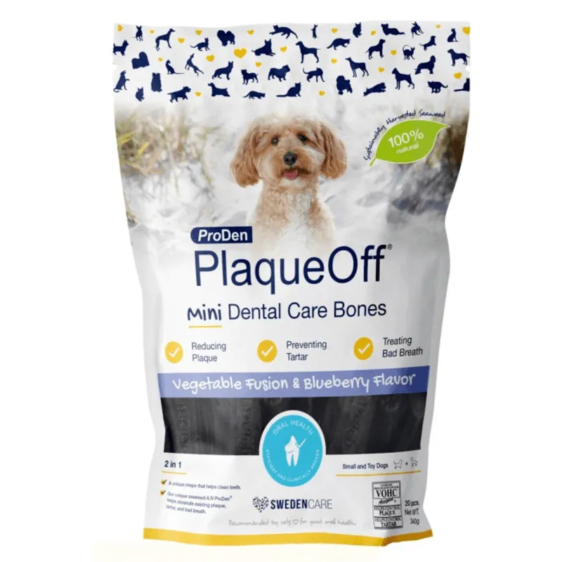 Swedencare PRODEN PlaqueOff Mini Dental Care Bones Vegetable Fusion & Blueberry 340 g