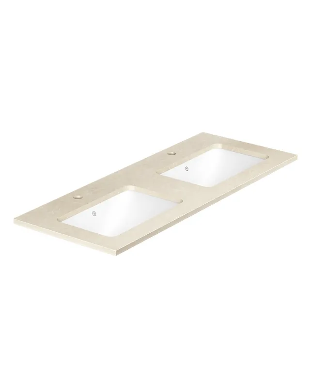 Gustavsberg Ducentic GB71DCWT12CC21 Stenbänkskiva 120 cm, beige, 2 hoar, 2 blandarhål