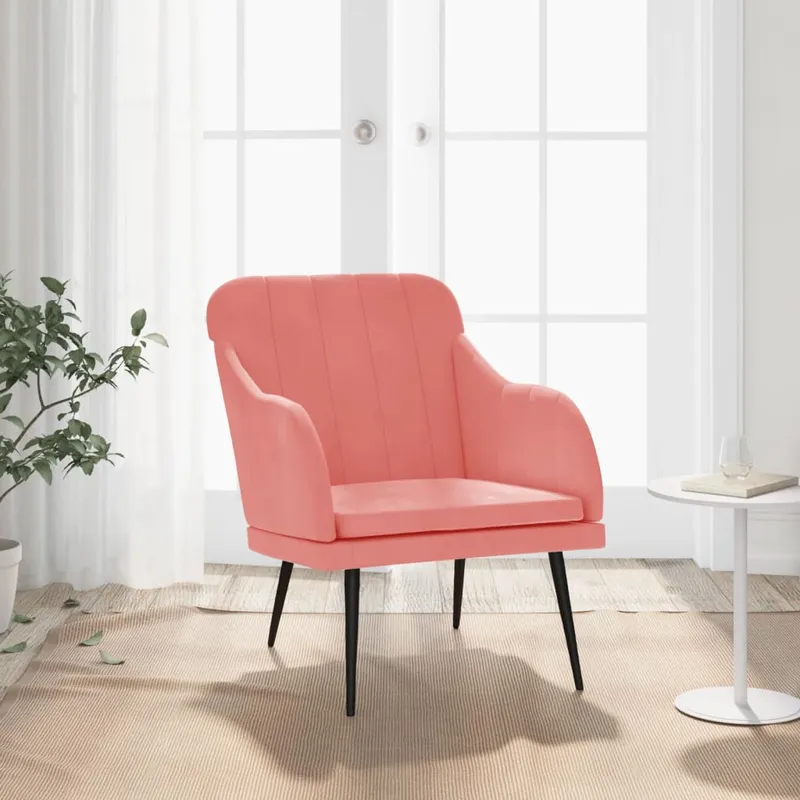 vidaXL Fåtölj rosa 63x76x80 cm sammet (#6636)