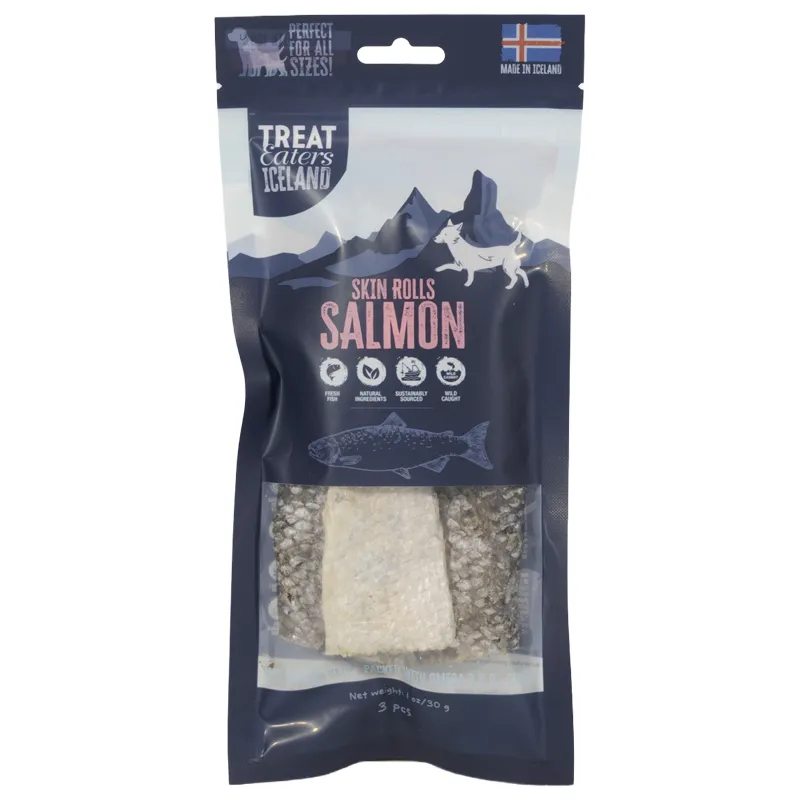 Treateaters Iceland Salmon Skin Rolls 3-pack