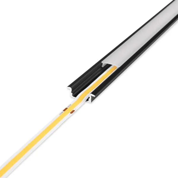 Aluminiumprofil för LED-list AGGE Recessed – Infälld, Svart (100 cm)