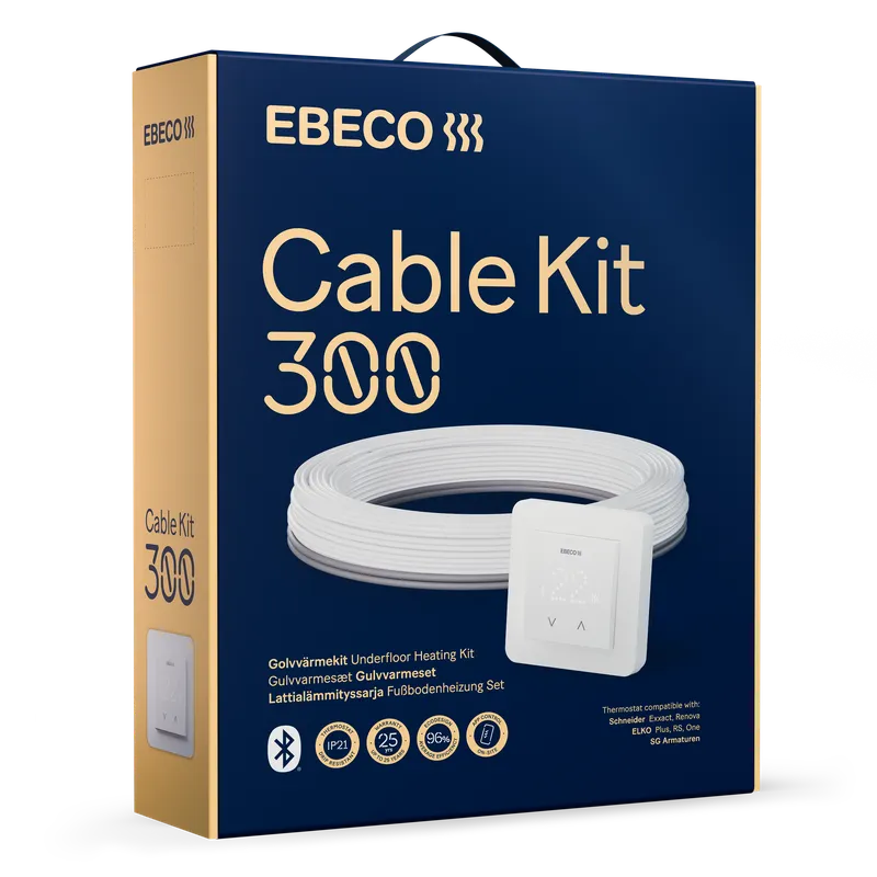 Ebeco Cable Kit 300 Golvvärmekit med värmekabel och termostat 155 m, 1710 W