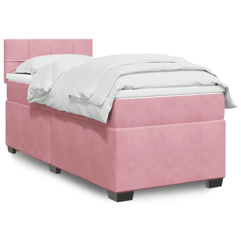 vidaXL Ramsäng med madrass rosa 100×200 cm sammet (#4212)