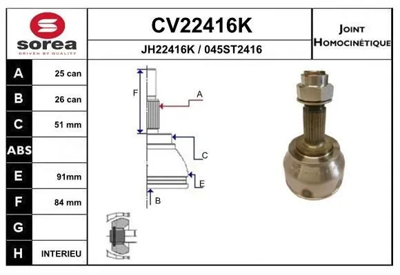 Ledsats, drivaxel EAI CV22416K