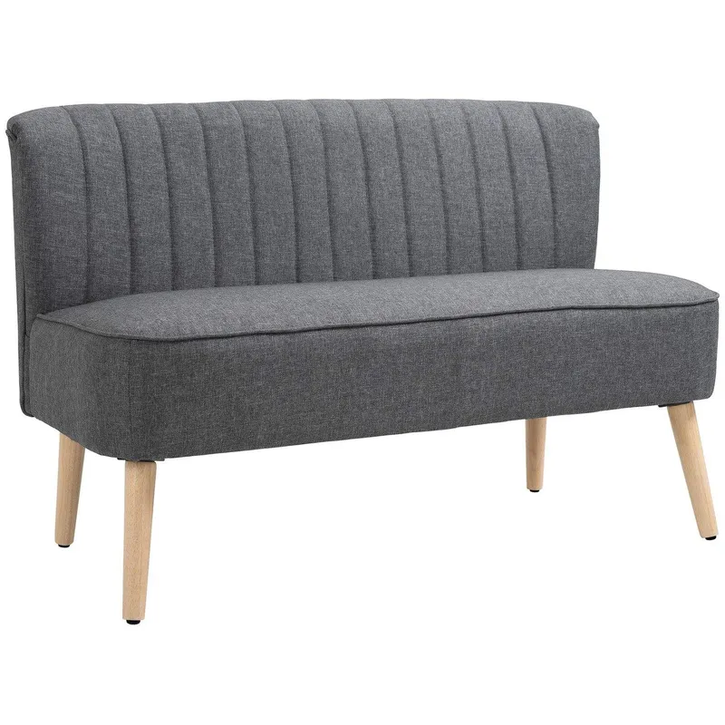 Grå 2-sitssoffa - linne-look, träram, 117 cm