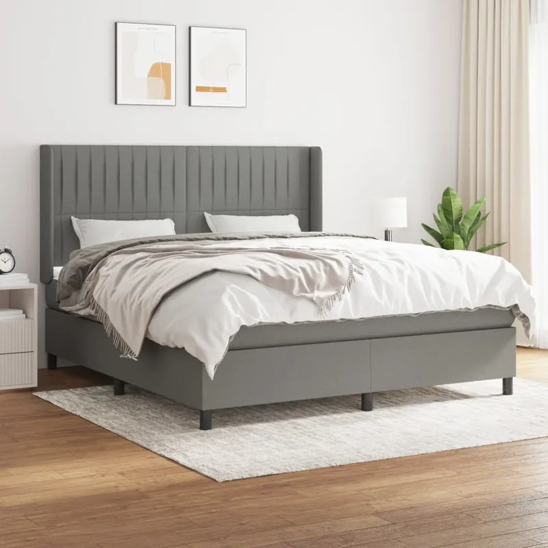 vidaXL Ramsäng med madrass mörkgrå 180×200 cm tyg (#3838)