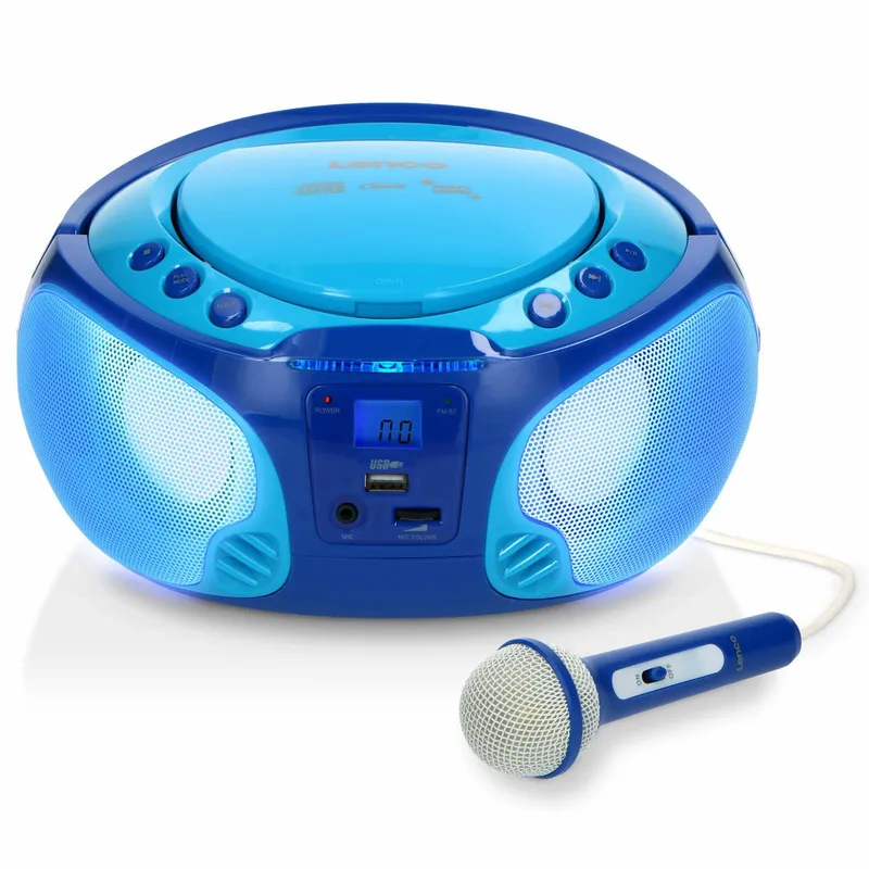 Bärbar karaokeradio med CD/MP3/USB och mikrofon
