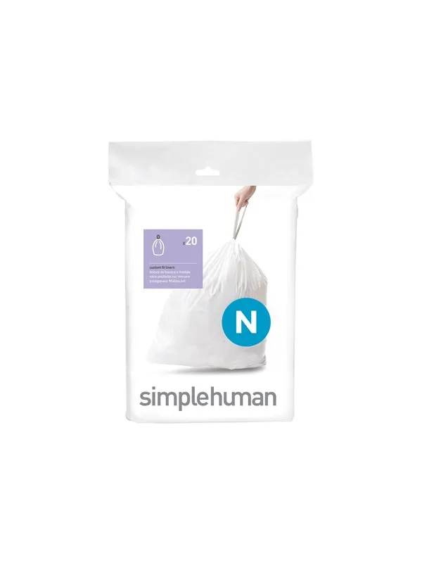 Simplehuman Kod N skräddarsydda soppåsar, förpackning med 20, vit