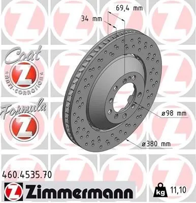 Bromsskiva ZIMMERMANN 460.4535.70