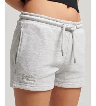 Superdry för kvinnor. W7110388A Stickade shorts med broderad Vintage-logotyp grå (M), Casual, Bomull, Hållbar