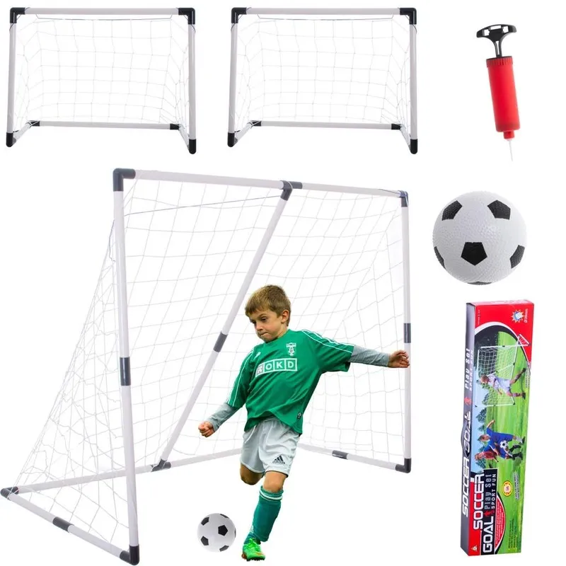 2-i-1 Fotbollsmål med Pump och Boll – Stor/Liten