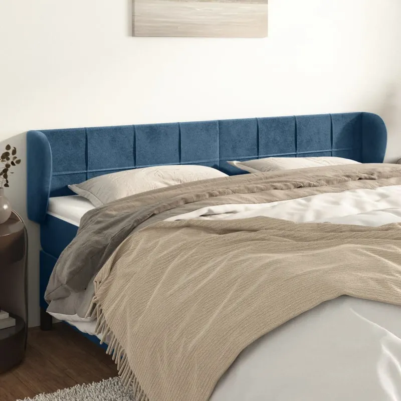 vidaXL Sänggavel med kanter mörkblå 203x23x78/88 cm sammet (#0784)