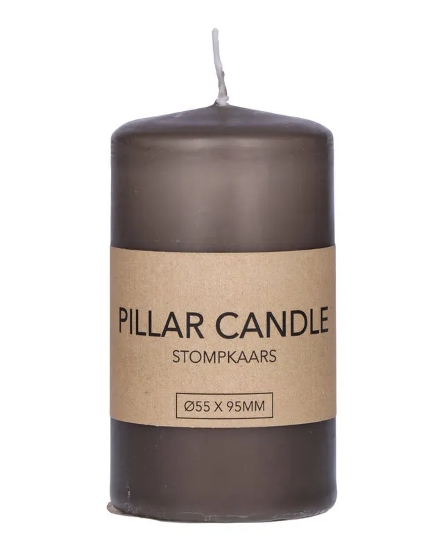 Excellent Houseware Pillar Candle Light Grey 55 x 95 mm