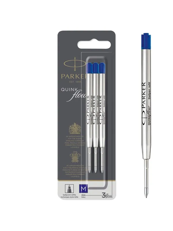 Parker Park QUINKflow Bläckpatroner med kulspetspenna | Medium spets | Blå | 3 st.