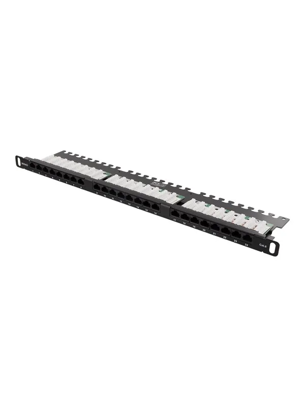 Deltaco Utp Patchpanel 24xrj45, Cat6, 0,5u, 19″, Kabelstöd, Svart Svart Cat 6 0.5u