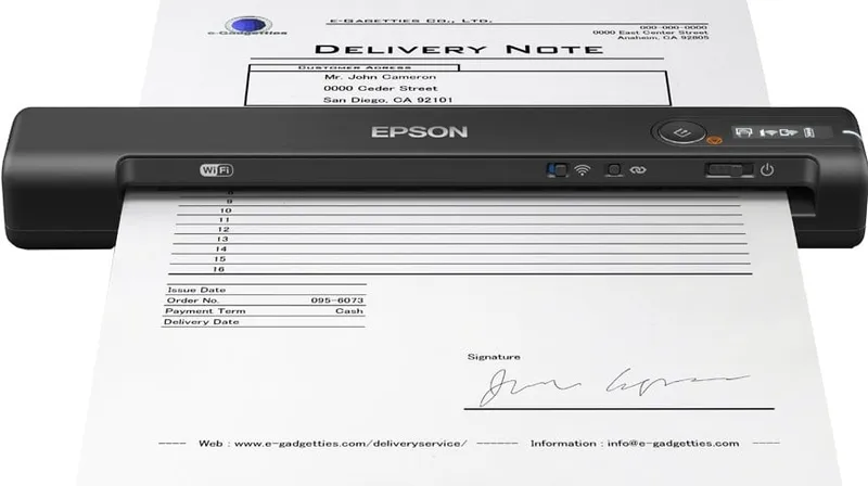 Epson WorkForce ES-60W - Arkmatad skanner - Kontaktbildsensor (CIS) - A4 - 600 dpi x 600 dpi - upp till 300 scanningar per dag - USB 2.0, Wi-Fi(n)