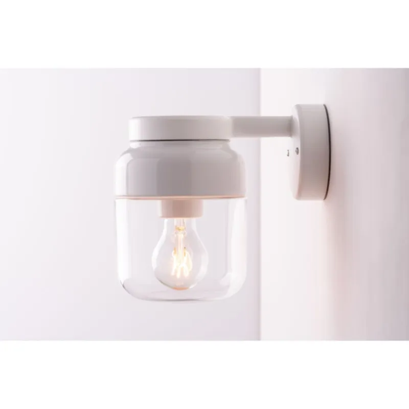 Ohm Wall Vägglampa LED E27 Vit 140/205 Klarglas IP44