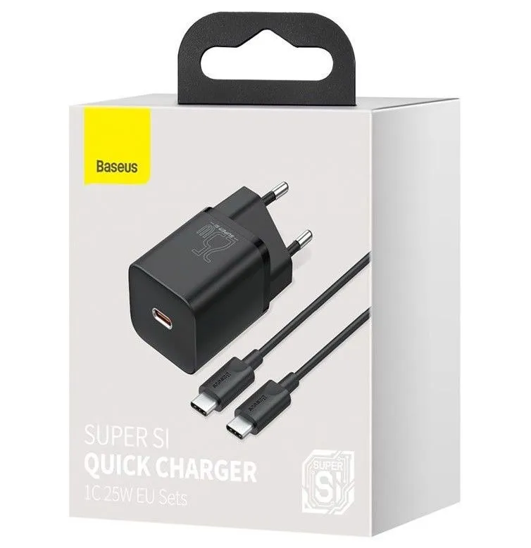 Baseus Super Si Quick Charger 1C 25W with USB-C cable for USB-C 1m (black)