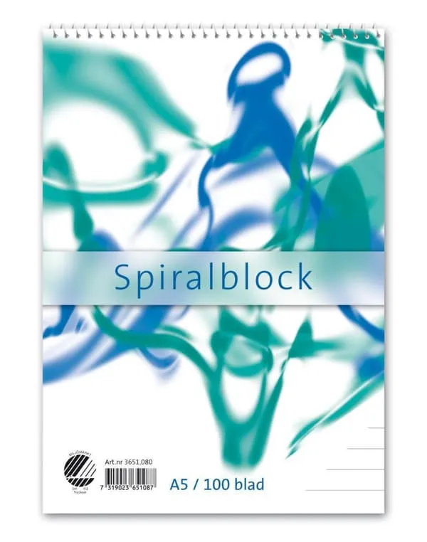 Spiralblock A5 60g 100 blad linjerat 10st