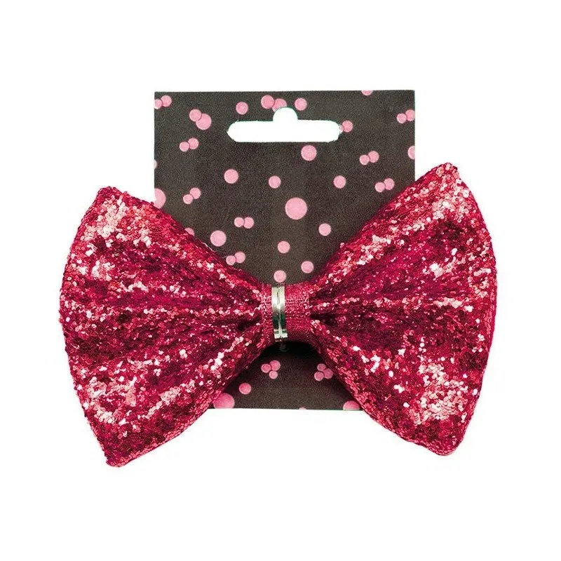Glitter Fluga Röd Polyester Glittrig Färdigknuten Festfluga Vuxen Maskerad One Size 12cm