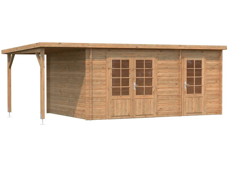 Palmako Ella Stuga 17,8 m²/inv. 13,1+3,9 m², utan golv, brun, impr.