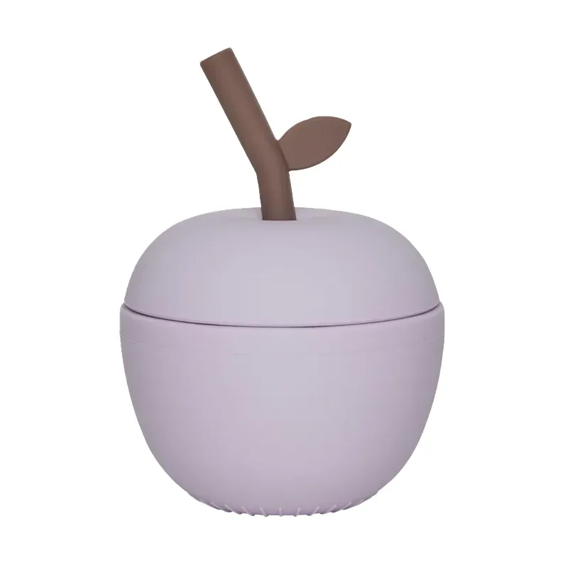 OYOY Mugg m. Sugrör – Äpple – Silikon – Lavender