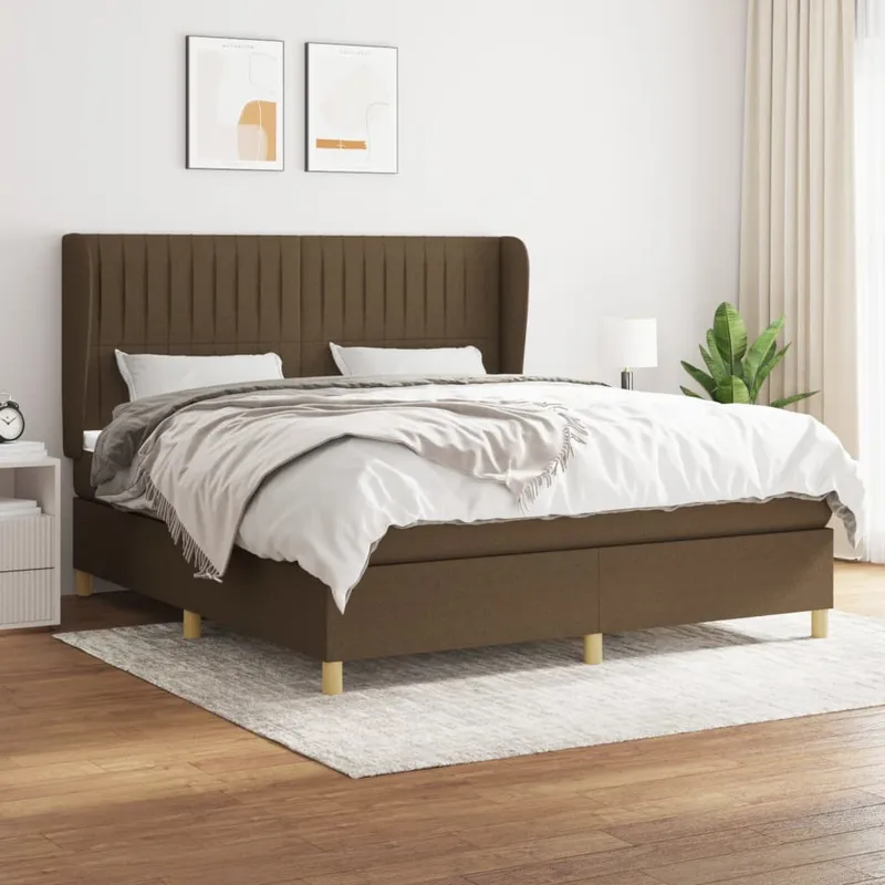 vidaXL Ramsäng med madrass mörkbrun 180×200 cm tyg (#5809)