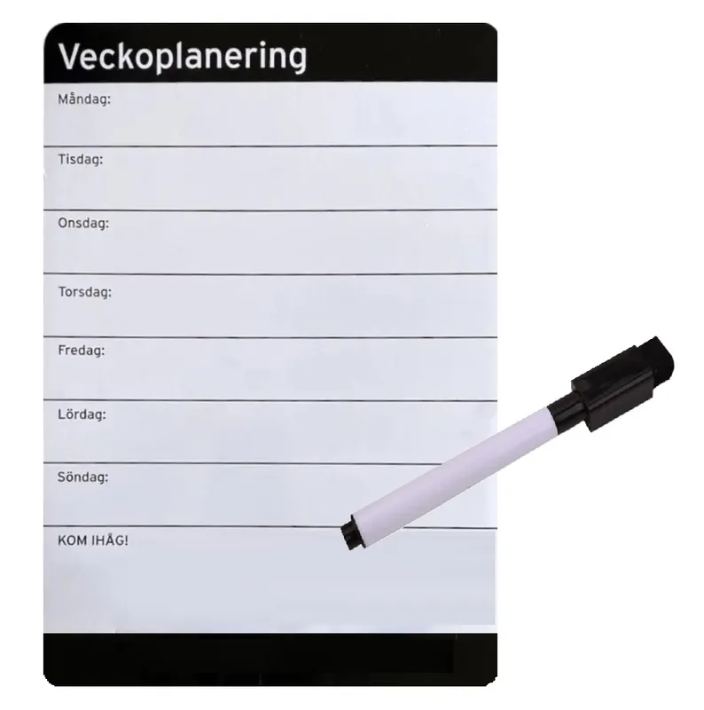 Magnetisk Whiteboard för Veckoplanering . Inkl. Whiteboardpenna m Sudd (#0315)