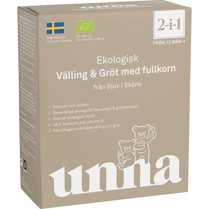Unna Välling-gröt med fullkorn från 12 månader naturell och osötad 300 g