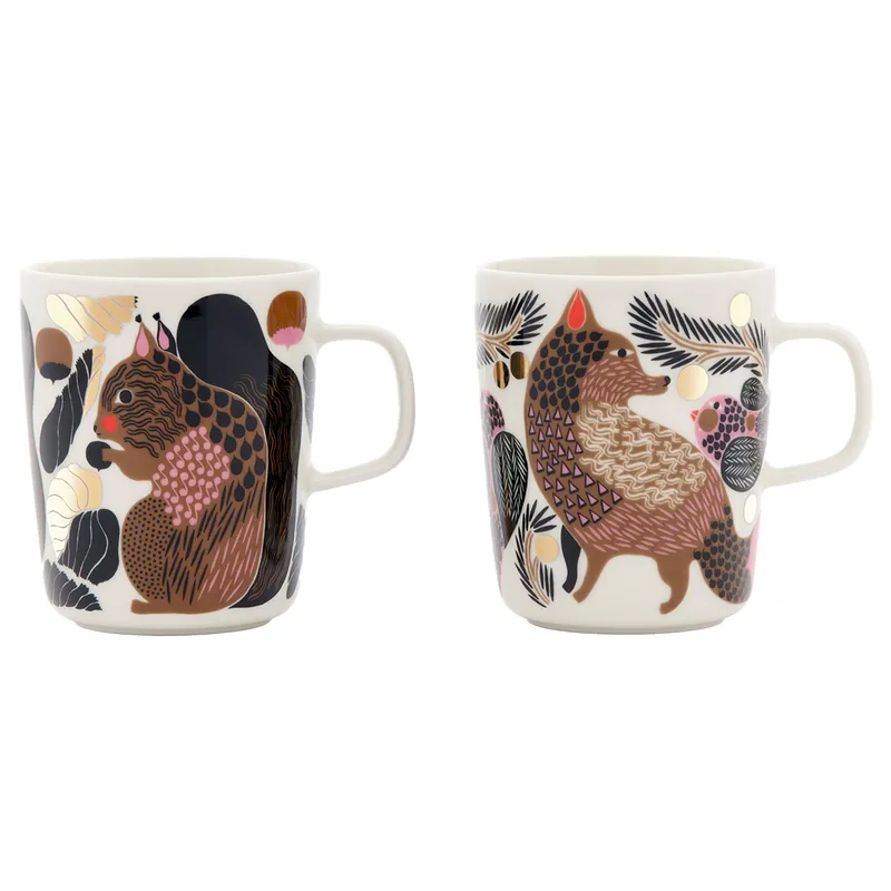 Marimekko Kurre Ketunmarja mugg White-multicolour-gold, 25 cl, 2-pack