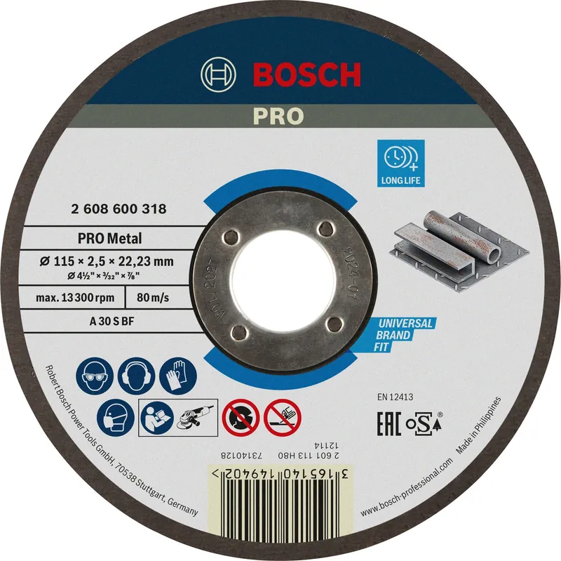 Bosch Rak kapskiva, Expert for Metal A 30 S BF, 115 mm, 2,5 mm