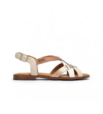 Pikolinos för kvinnor. W0X-0556C3 Algar sandaler i skinn, brun, guld (37), Hud, Beige, 1 till 3 cm, Spänne, Casual