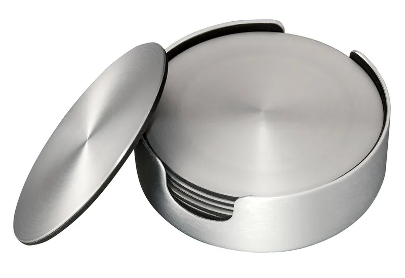 Glasunderlägg i borstad aluminium 6-pack