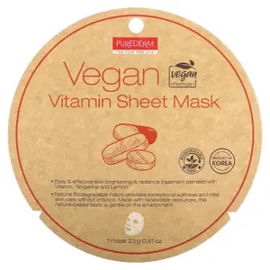 Purederm, Vegansk vitaminskönhetsmask, 1 arkmask, 23 g (0,81 oz)