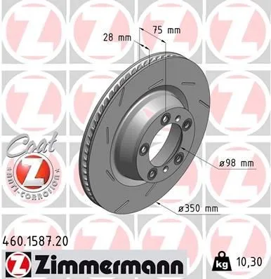 Bromsskiva ZIMMERMANN 460.1587.20
