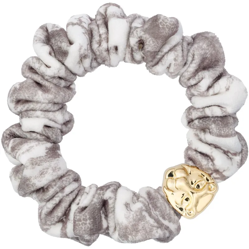 Dark Velvet Mini Scrunchie Warm Taupe Savannah Pattern – 1 pcs