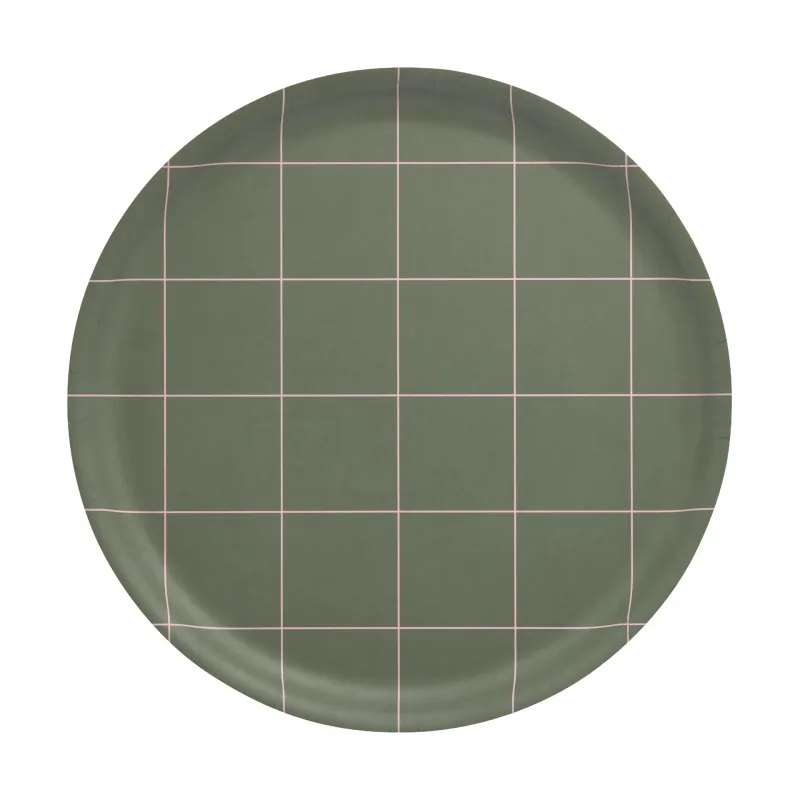 Muurla Checks & Stripes bricka Ø35 cm Olive